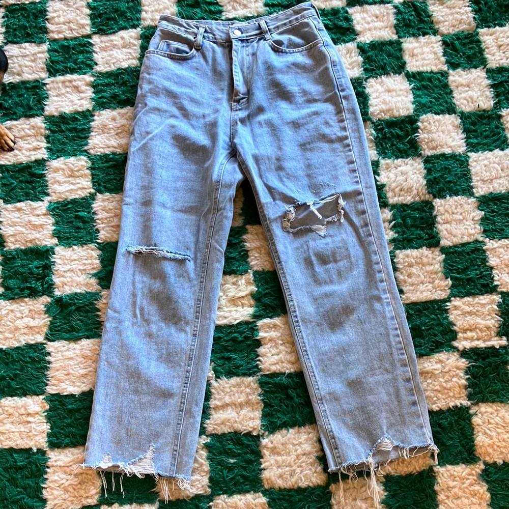 Oak + Fort high rise ripped denim